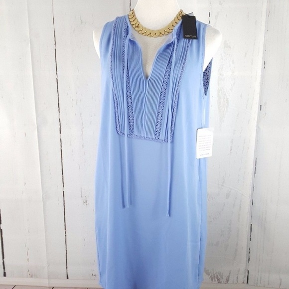 GREYLIN V-NECK SLEEVELESS SHIFT BIB DRESS - Picture 4 of 7